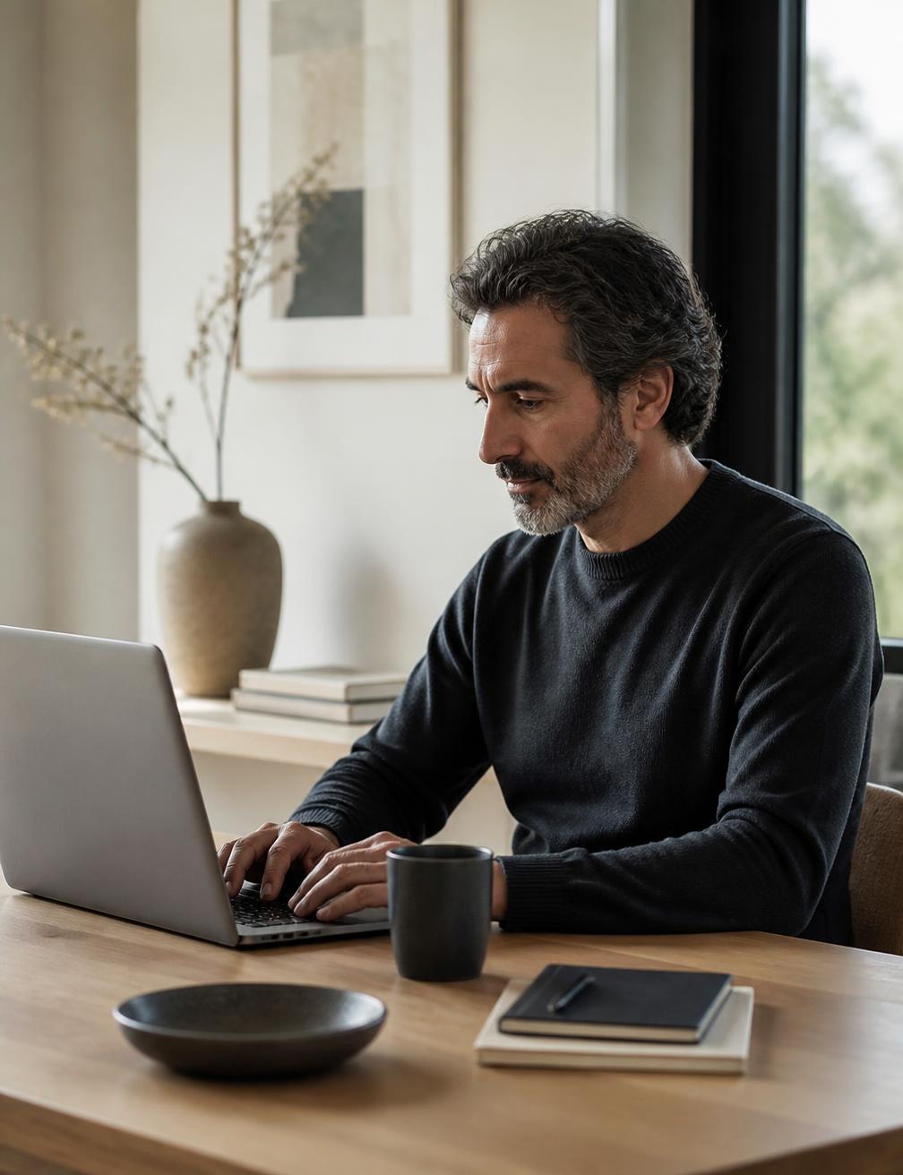 Working at a home desk